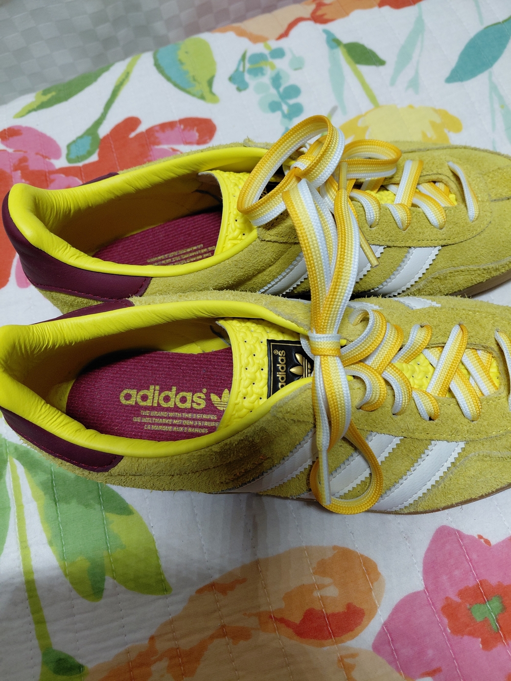 adidas Yellow and White Suede Low-Top Sneakers - Picture 6 of 10